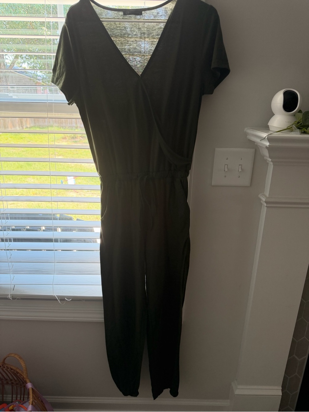 Pretty Green Black Short-Sleeve Wrap Jumpsuit